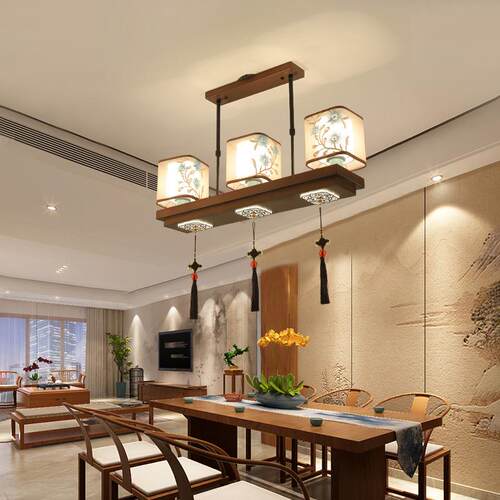 新中式吸顶灯中国风现代简约长方形卧室餐厅灯led客厅灯灯具套餐