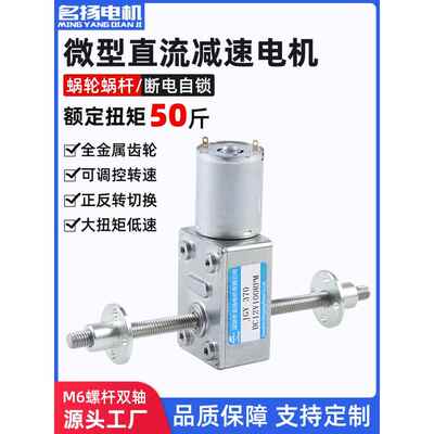 微型直流减速名牌电机Jgy370M6螺杆双轴6V12V24V蜗杆小型电机