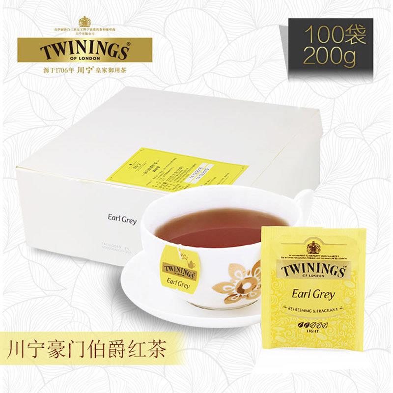 Twinings川宁豪门伯爵红茶 100片 袋泡茶包进口茶叶earl grey