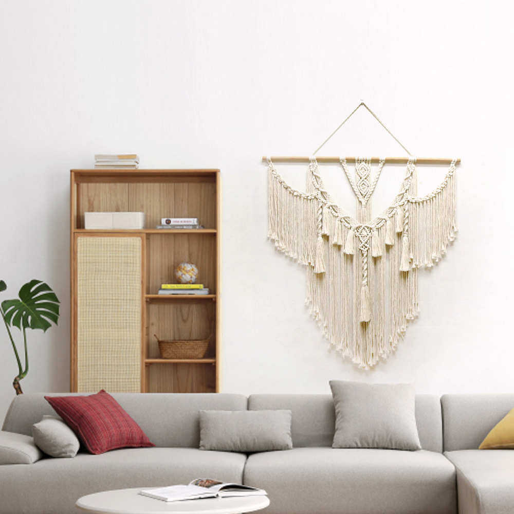 新款家居民宿装饰手工编织大挂毯棉绳流苏壁挂波西亚风壁毯,居家布艺,挂毯/壁毯,淘宝优惠券,粉丝福利购,淘宝优惠卷