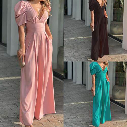 Women's short sleeved plus size wide leg jumpsuit
