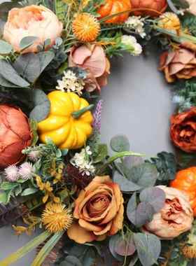 藤圈新款植家物室内庭院居装门挂饰圣诞牡丹体南83214瓜立花环装