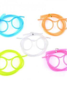 1PC Fun Soft Plastic Straw Funny Glasses Flexible Drinking T