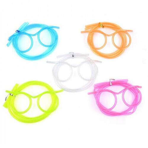1PC Fun Soft Plastic Straw Funny Glasses Flexible Drinking T