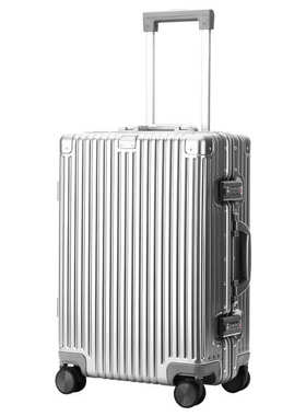 博牌pc拉杆箱铝框登机箱银色黑色墨绿色20寸