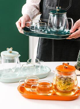 式玻璃茶具装花壶玻璃茶茶壶水51042具套装泡茶壶耐套高温家用过