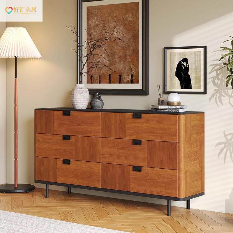 风简实约古木厅饰面法式复古风松木饰面卧室储物餐边WBK柜六斗客