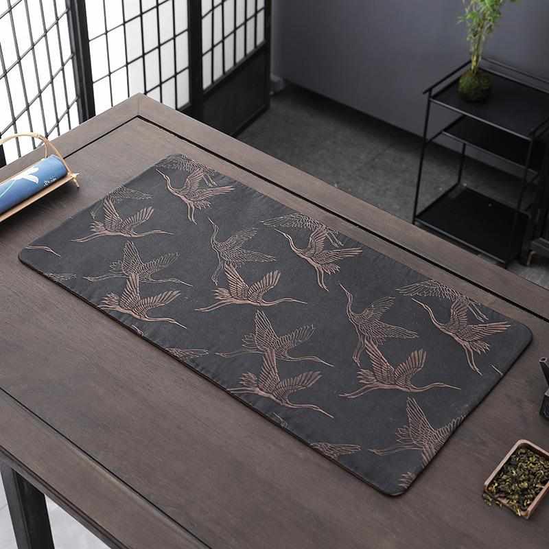 香云纱茶席桌旗禅意复古双面干泡垫新中式防水长条茶桌布艺批发