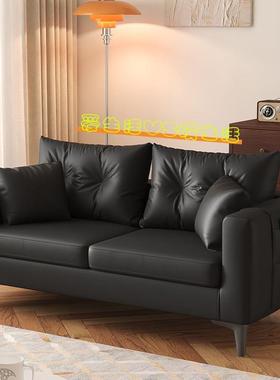 沙发小户型客厅休息区接待出租房屋黑色皮服装店卧室双人懒人沙发