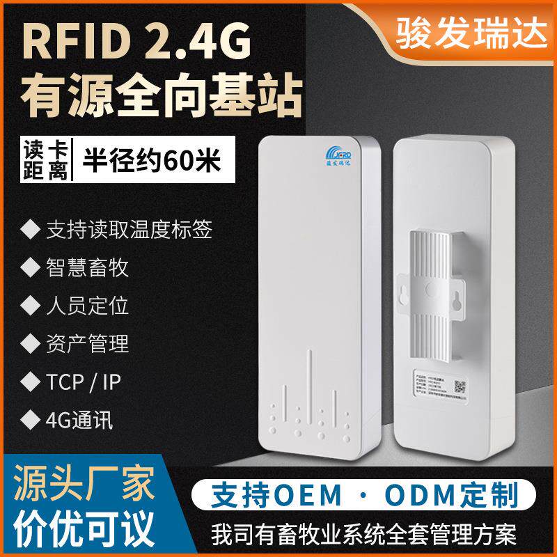 2.4G有源读卡器rfid畜牧业读写器远距离读卡动物测温定位基站系统