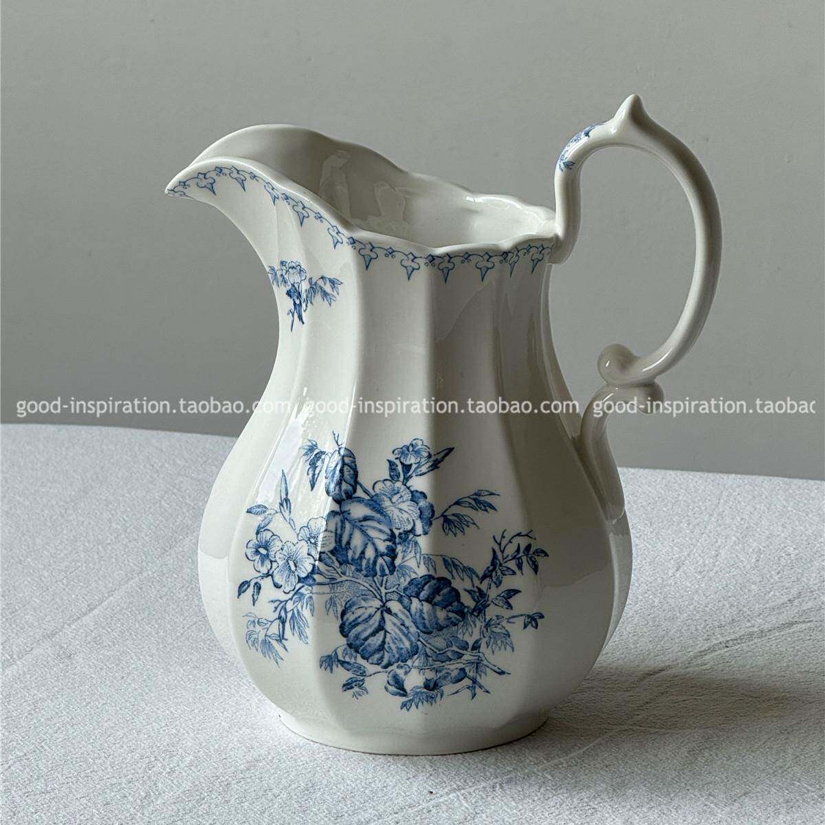 出口法式青花陶瓷花瓶 摆件客厅插花装饰品覆古欧式中古花器花壶