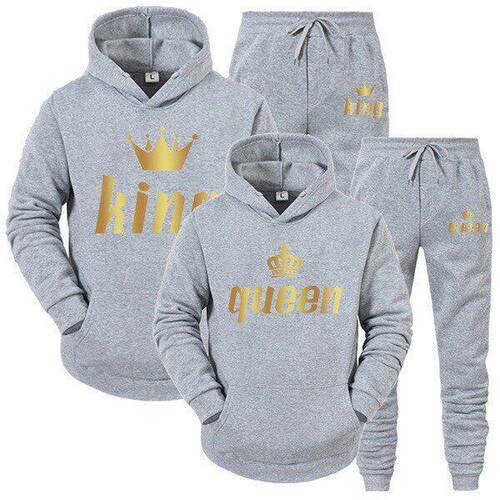 Couple King Queen Crown Print Hoodie Sweatpants Set Sold