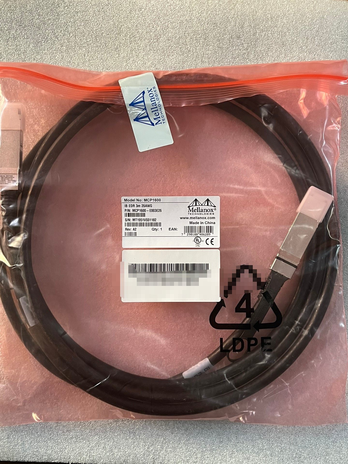 全新原包装迈络思MCP1600-E003E26交换机高速线缆