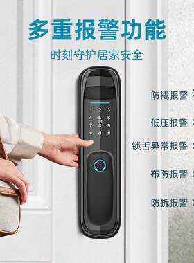 跨境新品美式黑色玫瑰金指纹密码锁人脸识别入户家用智能锁