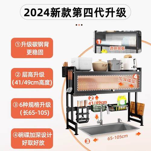 德国多功能沥水置物架厨房水槽置物架台面收纳餐具洗碗槽防尘碗盘