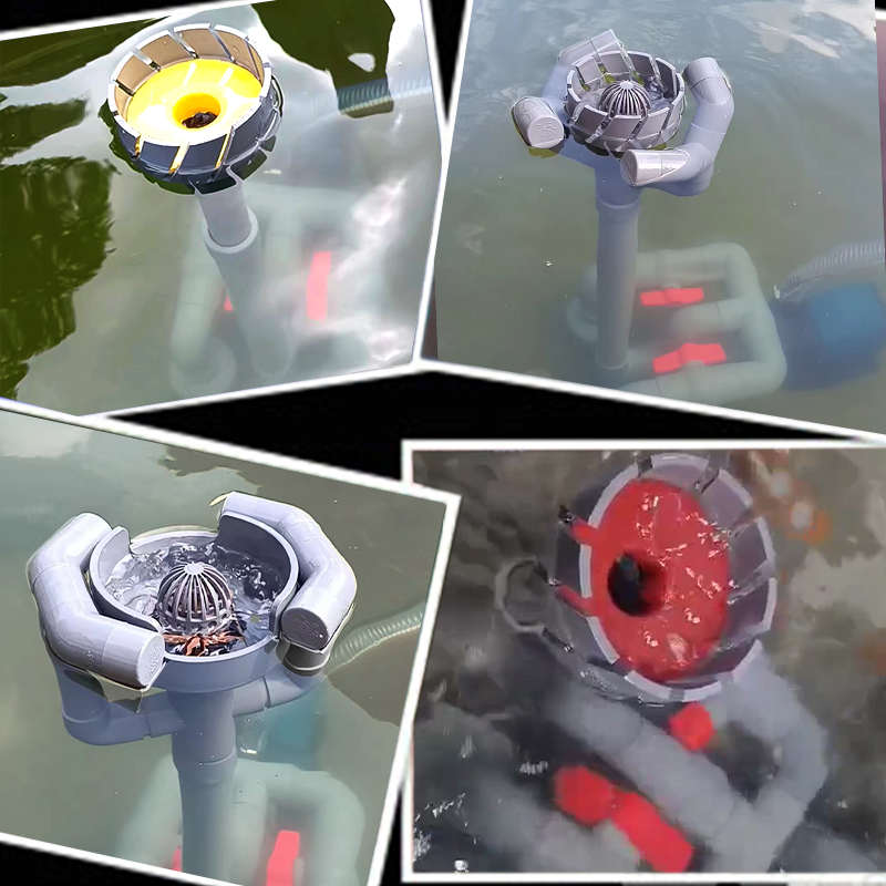 锦鲤鱼池底吸面吸一体机自制鱼缸除油膜神器浮头浮子花篮自动升降