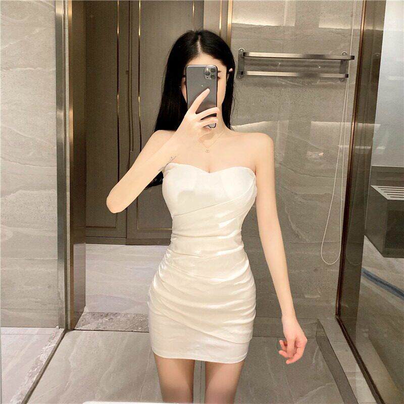 夏季新少女短裙性感修身短束腰吊带管上衣迷你裙裙