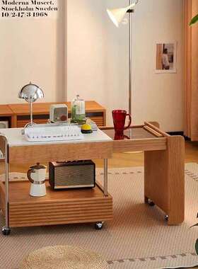 实木茶茶几可移动升降几日樱桃fad36541式实木家具茶水柜边几岩板