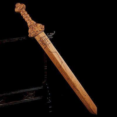 新款桃木天师剑实木雕刻一体北斗七星剑桃木剑五行剑简约现代生日