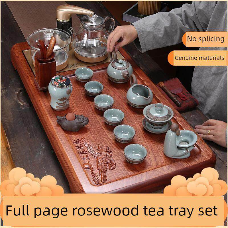 全红木实木茶盘功夫茶具家用简易水壶全自动集成茶几