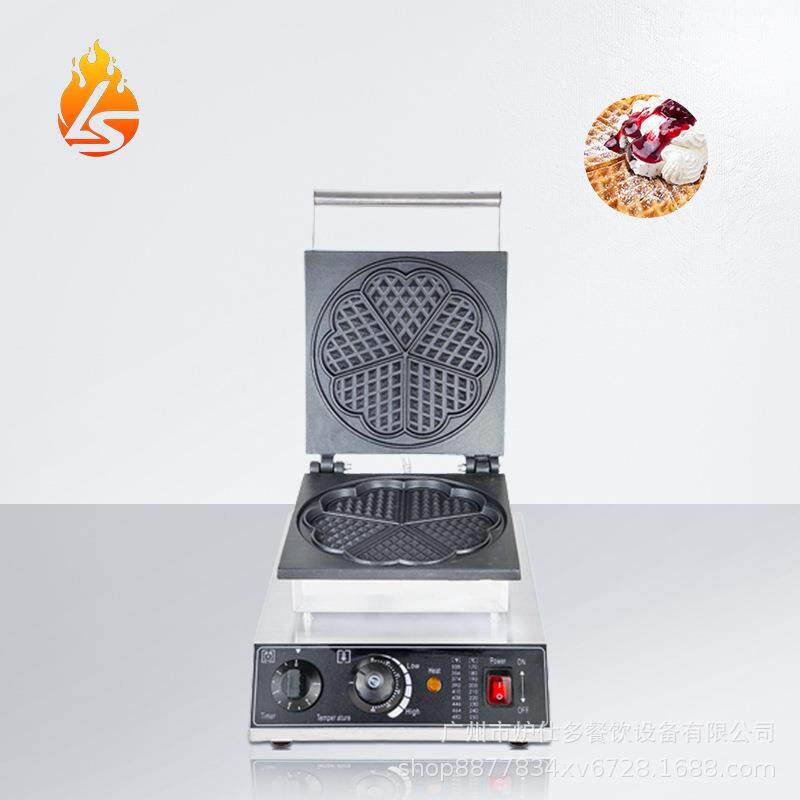 花瓣形心形华夫饼机早餐机可丽饼窝夫饼机小吃设备电热心形华夫炉