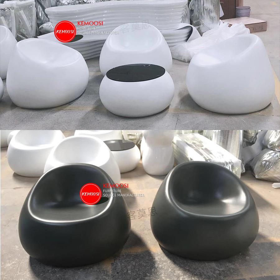 玻璃钢商面包凳户外场椭圆约组合椅凳子茶几沙发家882具简休息椅