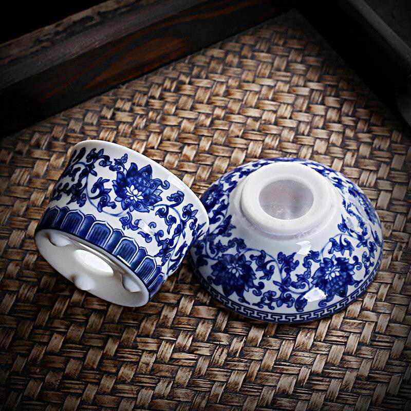 青花白瓷茶漏茶托 托组功夫茶具滤茶器陶瓷密过滤网布茶叶茶隔泡