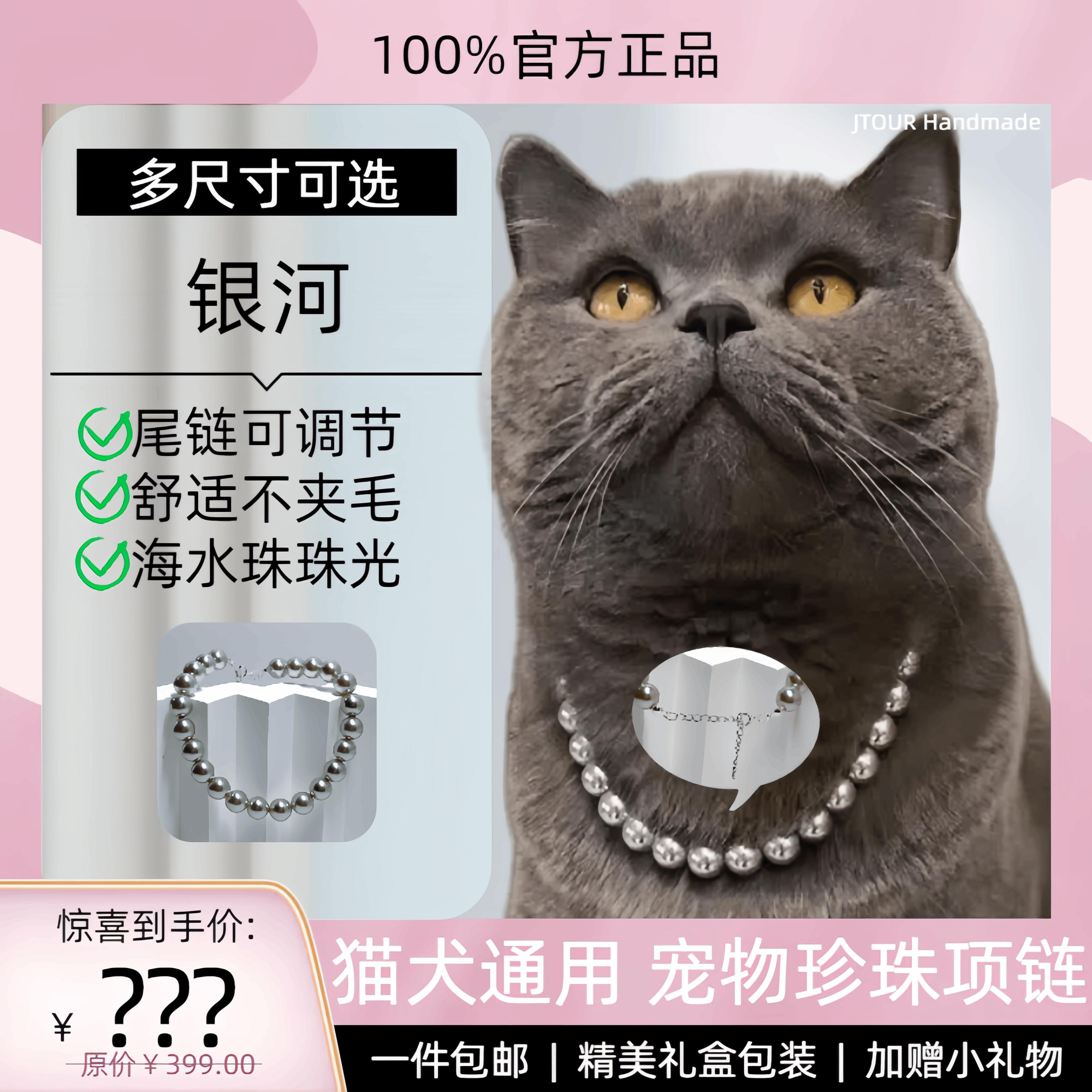猫项链宠物项圈珍珠狗狗项链德文泰迪中小型犬定制脖颈装饰品银河