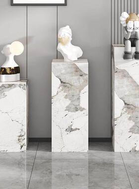 大理石雕塑底座摆台玄关岩板电视柜旁边落地客厅花架摆件底基直销