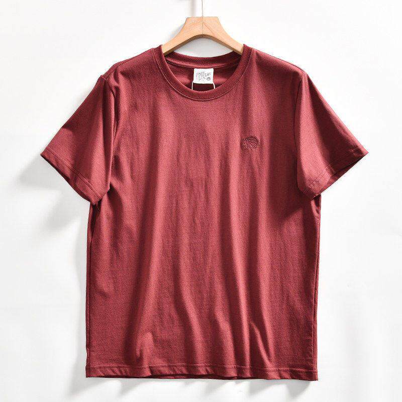 MAROLIO~100%纯棉男士短袖t恤2026新款夏季透气美式刺绣圆领体恤