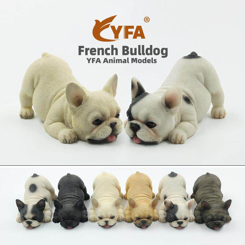 吉佳美YFA新款法国斗牛犬狗模型嬉戏小法斗仿真动物法牛汽车摆件
