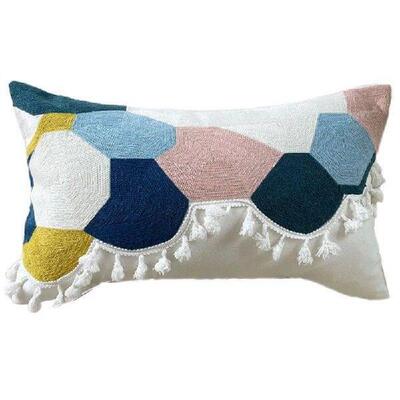 Tufted Pillow Cover Embroidered Simple Geometry Throw