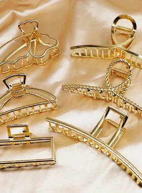 Fashion Simple Gold Hair Claw Clip Butterfly Geometric Elega