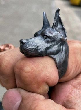 守护者地狱恶犬戒指个性狗狗指环原创手工小众创意趣味高级感独特