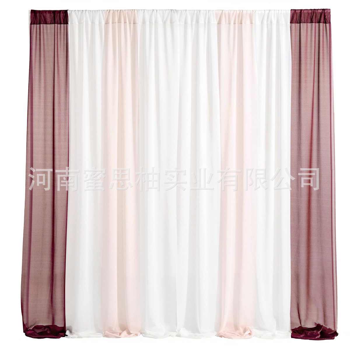 婚礼雪纺帷幔拼色背景布幔纱幔布置装饰窗帘道具厂家