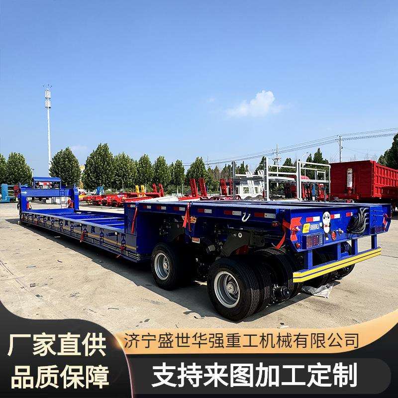 工厂15米2轴线低平板半挂车80吨大型特种设备运输平板挂车跨境