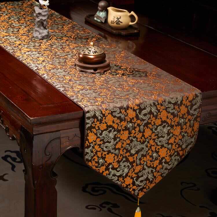 新中式桌旗茶几茶旗中国风禅意布艺餐桌电视柜会议桌长条盖布定制