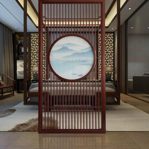 日式竹子屏风隔断客厅家用简约实木格栅折叠移动入户玄关落地座屏
