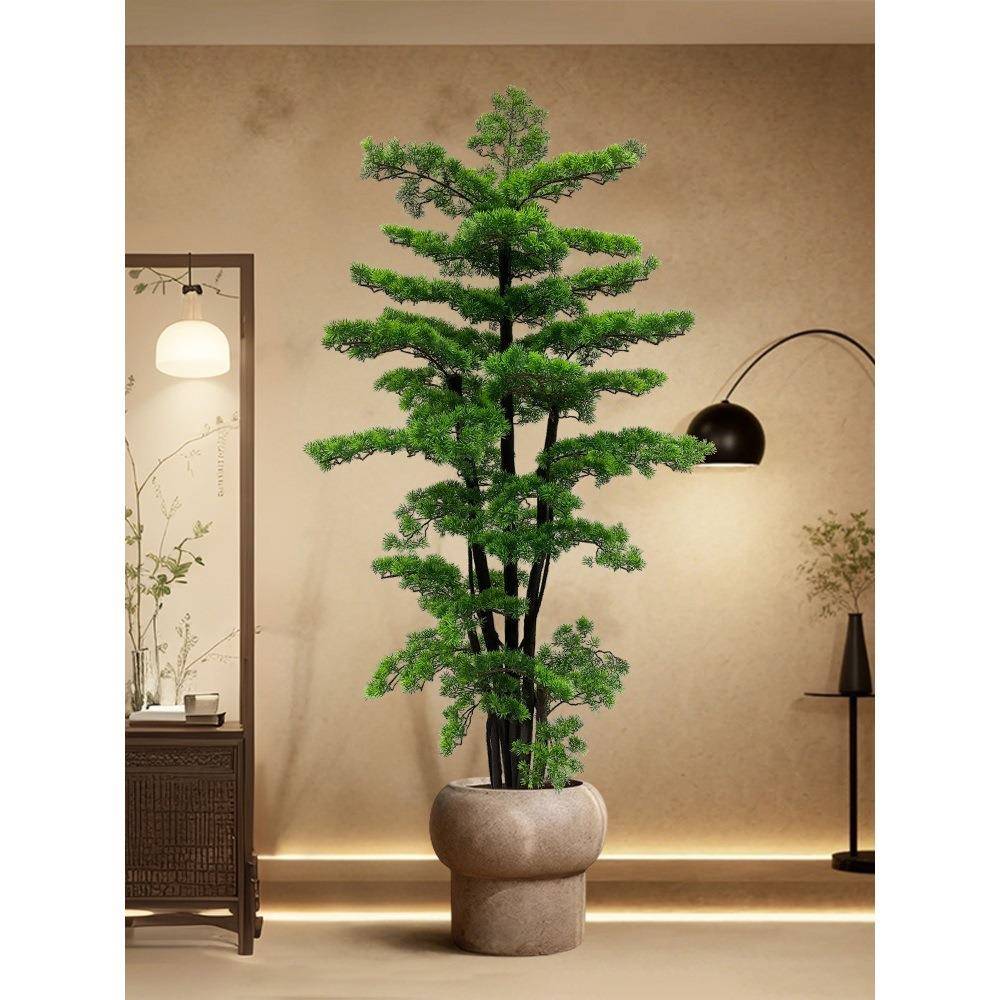 假绿植迎客松仿生植物室内轻奢大型落地直播背景装饰摆件盆栽