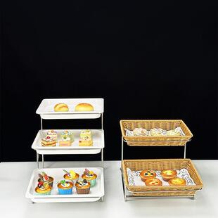 三层自助展示盘水果面包蛋糕小吃挞酒店餐厅食品展示台