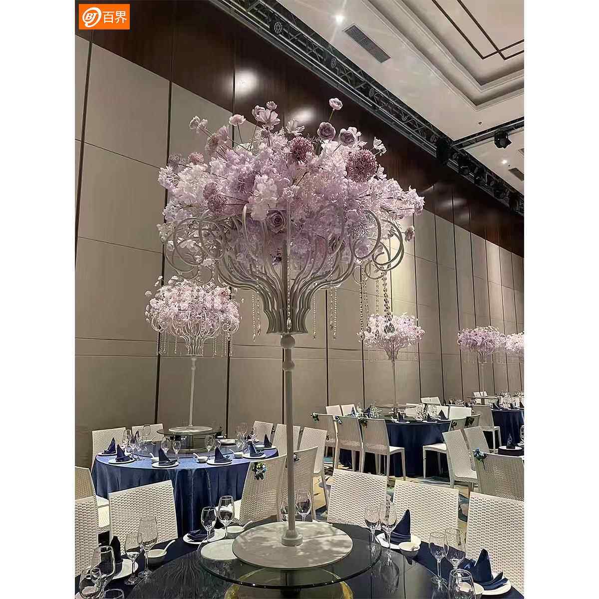 白洁婚礼新道具锻铁桌花架婚礼大厅舞台道路指南现场布置装修