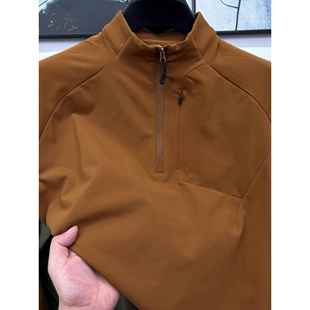 某桑特平替秋季新款轻户外运动骑行跑步长袖t恤男半拉链立领上衣