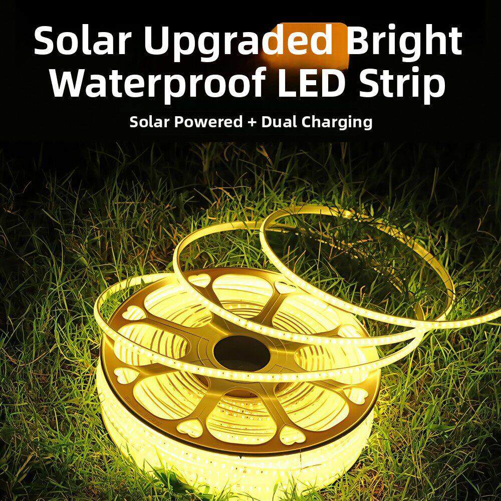 太阳能灯带自粘户外防水庭院别墅氛围室外超亮LED线条灯串闪灯