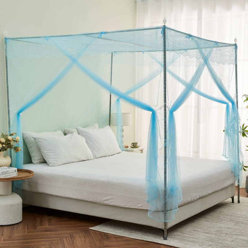 落地简易蕾丝单开床卧室2蚊帐家用宽大蚊帐米门新款