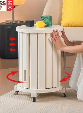 英尼斯实木凳子可叠放奶油白家用圆凳客厅移动滑轮餐桌凳叠叠乐椅
