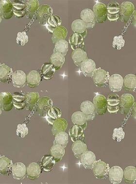 Simple Green Popcorn Crystal Bracelet For Women Girls Korea