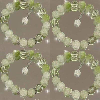 Simple Green Popcorn Crystal Bracelet For Women Girls Korea