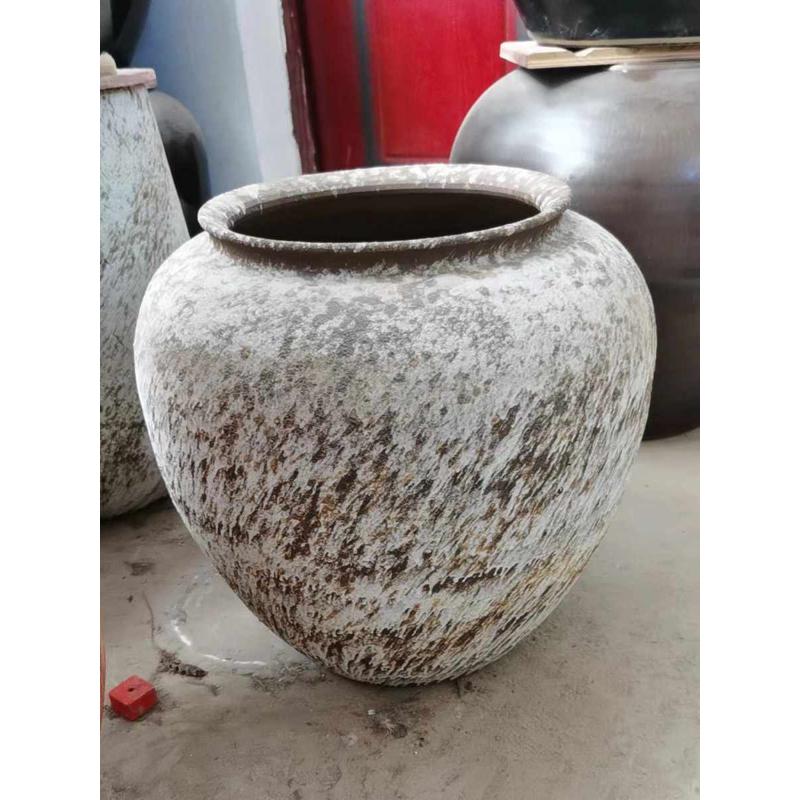 复古粗陶土做旧陶瓷花瓶落地大号花盆景观摆件禅意干支陶罐工艺品