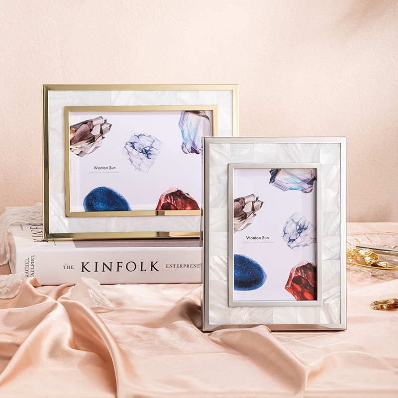 珠母层贝壳相框摆台高级感8寸6寸7寸10寸3寸轻奢简约洗照片