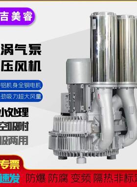立式旋涡高压风机双叶轮双段式离心漩涡气泵LRB-94S大风量15kw